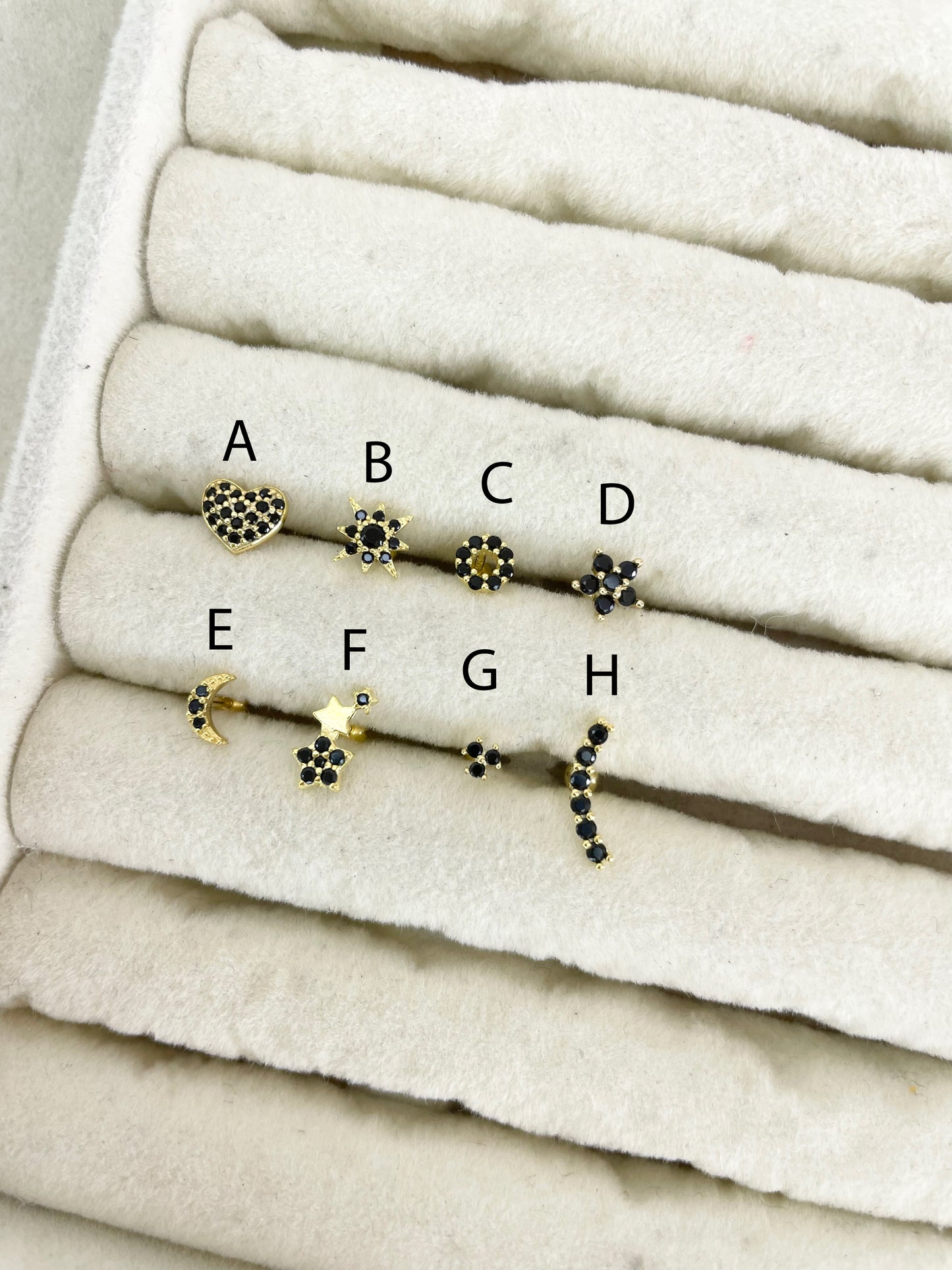 Black zircon ear piercing