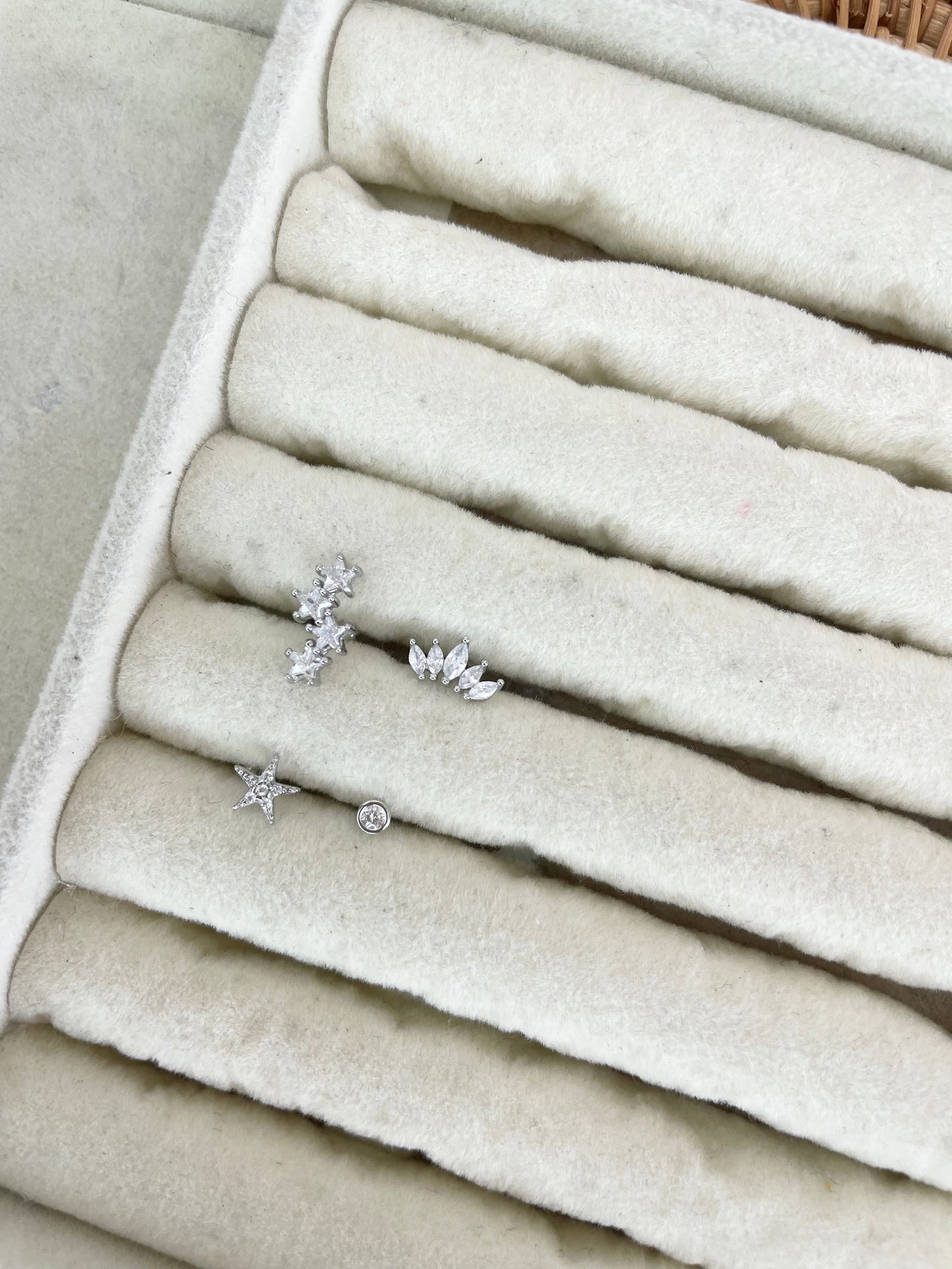 Silver ear piercing