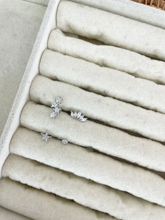 Silver ear piercing
