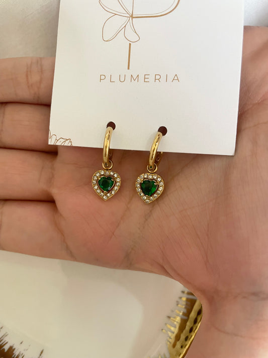 Green Heart Earrings